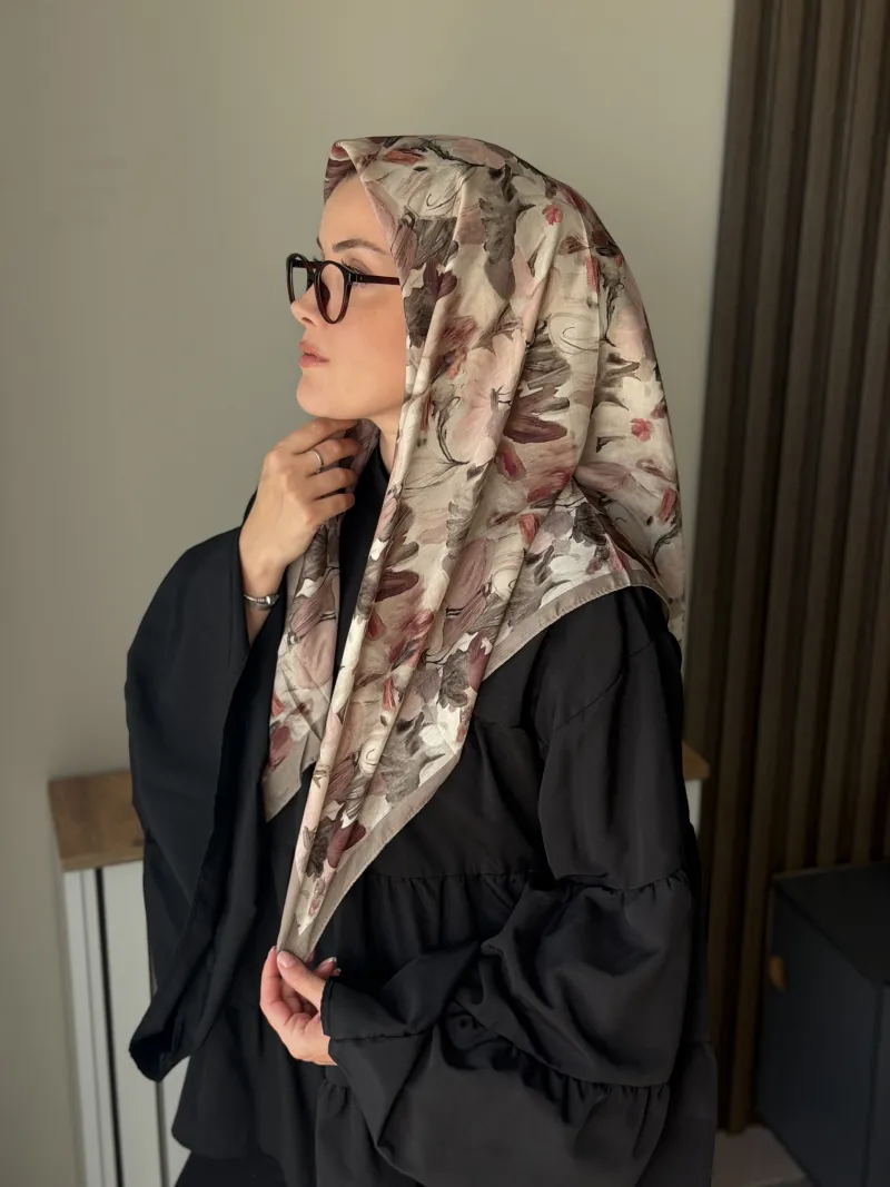 Floré Desen Soft Eşarp - Vizon