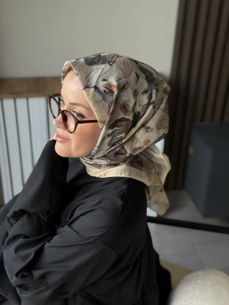 Floré Desen Soft Eşarp - Bej - 2