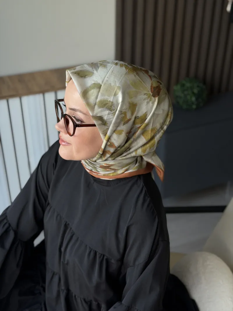 Lilya Desen Soft Eşarp - Yanık Turuncu - 3