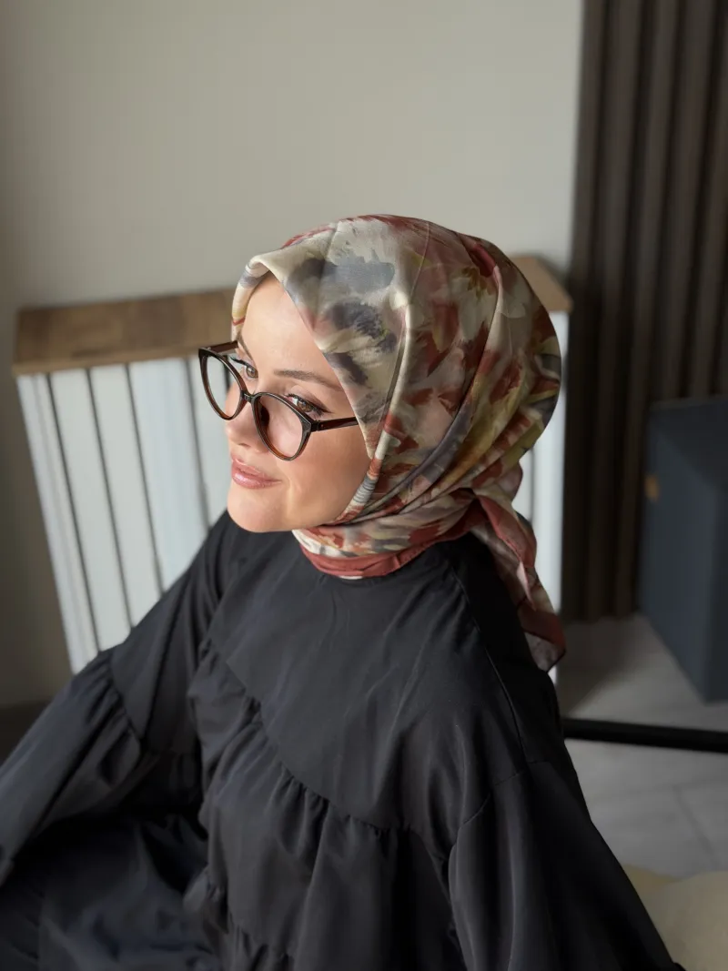 Lilya Desen Soft Eşarp - Kiremit - 4
