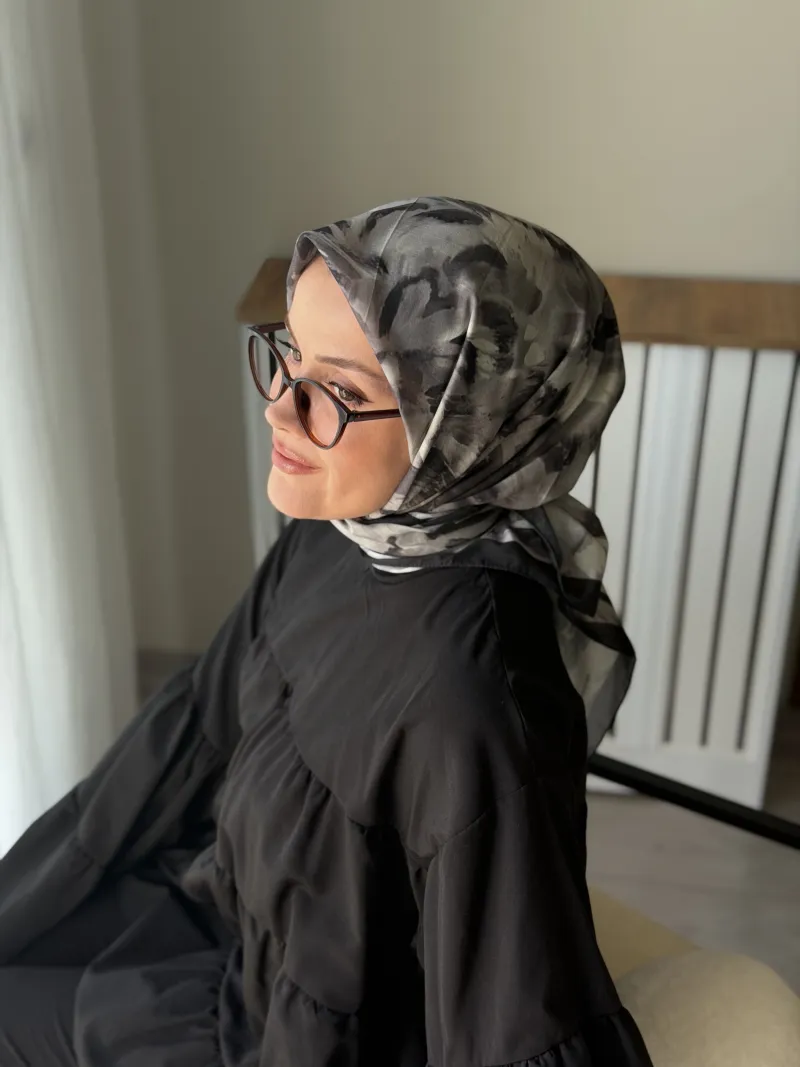 Lilya Desen Soft Eşarp - Siyah - 4