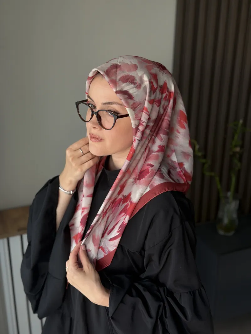 Lilya Desen Soft Eşarp - Bordo - 3