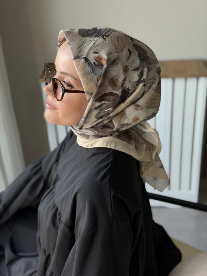 Floré Desen Soft Eşarp - Bej - 4