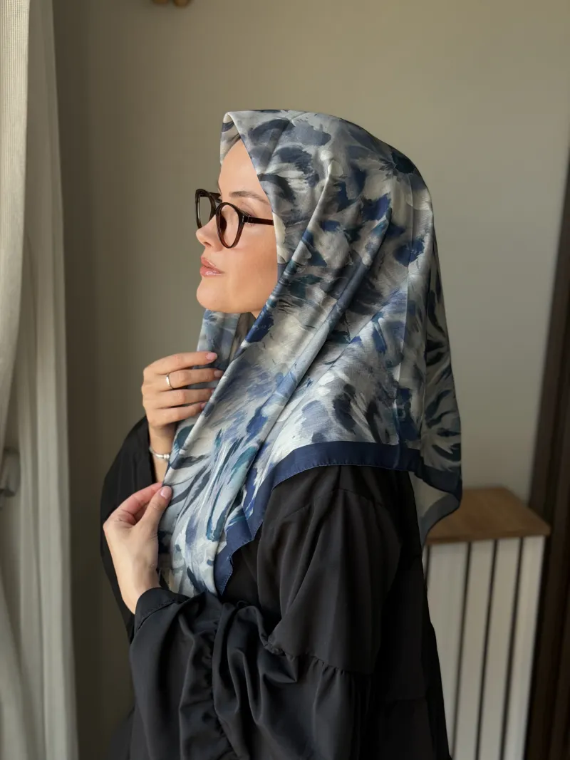 Lilya Desen Soft Eşarp - Lacivert - 3