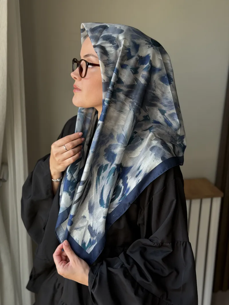 Lilya Desen Soft Eşarp - Lacivert