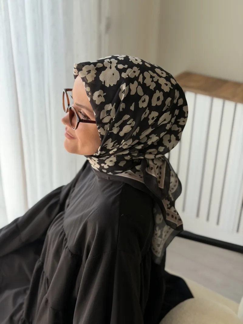 Vera Desen Soft Eşarp - Siyah - 2