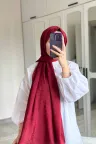 D Desen İpeksi Jakar Şal - Bordo küçük görsel 2