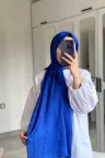 D Desen İpeksi Jakar Şal - Saks Mavi küçük görsel 2