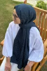 Su Yolu Desen İpeksi Jakar Şal - Lacivert küçük görsel 1