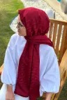 Su Yolu Desen İpeksi Jakar Şal - Bordo küçük görsel 1