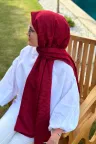 Su Yolu Desen İpeksi Jakar Şal - Bordo küçük görsel 2