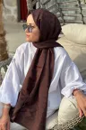 C Desen İpeksi Jakar Şal - Acı Kahve küçük görsel 2