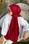 C Desen İpeksi Jakar Şal - Bordo küçük görsel 2