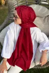 C Desen İpeksi Jakar Şal - Bordo küçük görsel 1