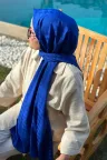 Kazayağı Desen İpeksi Jakar Şal - Saks Mavi küçük görsel 1