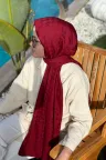 Kazayağı Desen İpeksi Jakar Şal - Bordo küçük görsel 2