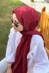 D Desen İpeksi Jakar Şal - Bordo küçük görsel 1