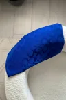 C Desen İpeksi Jakar Şal - Saks Mavi küçük görsel 2