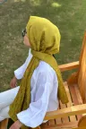 D Desen İpeksi Jakar Şal - Yağ Yeşili küçük görsel 2