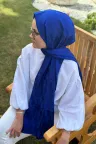 D Desen İpeksi Jakar Şal - Saks Mavi küçük görsel 1