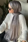 V Desen Jakar Şal - Koyu Gri küçük görsel 1