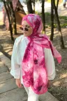 Botanik Desen Soft Pamuk Şal - Fuşyaa küçük görsel 2