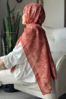 Retro Desen Soft Pamuk Şal - Tarçın küçük görsel 3