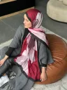Forest Desen Pamuk Kraş Şal - Bordo küçük görsel 2