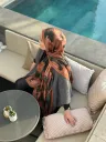 Flora Desen Soft Pamuk Şal - Kiremit küçük görsel 2