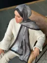 Water Color Desen Soft Pamuk Şal - Siyahh küçük görsel 2
