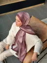Water Color Desen Soft Pamuk Şal - Kızıl Kahve küçük görsel 3