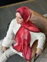 Water Color Desen Soft Pamuk Şal - Bordo küçük görsel 2