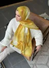 Water Color Desen Soft Pamuk Şal - Safran küçük görsel 2
