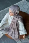 Retro Desen Soft Pamuk Şal - Sütlü Kahve küçük görsel 2