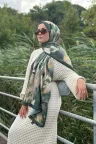 Garden Desen Soft Pamuk Şal - Yeşil küçük görsel 2