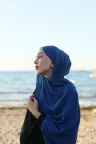 Organic Cotton Comfort Şal - İndigo küçük görsel 1