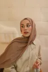 Organic Cotton Comfort Şal - Koyu Vizon küçük görsel 1