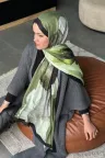 Forest Desen Pamuk Kraş Şal - Yeşil küçük görsel 1