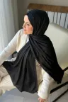 Lora Desen Ayrobin Jakar Şal - Siyah küçük görsel 3