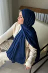 Lora Desen Ayrobin Jakar Şal - Lacivert küçük görsel 2
