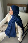 Lora Desen Ayrobin Jakar Şal - Lacivert küçük görsel 3