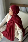 Lora Desen Ayrobin Jakar Şal - Bordo küçük görsel 3