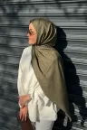 Pure Desen Ayrobin Jakar Şal -  Zeytuni küçük görsel 2
