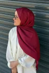Pure Desen Ayrobin Jakar Şal -  Bordo küçük görsel 3