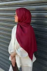 Pure Desen Ayrobin Jakar Şal -  Bordo küçük görsel 2
