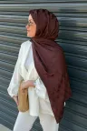 Qoza Desen Pamuk Jakar Şal -  Acı Kahve küçük görsel 3