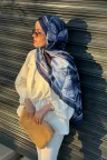 Marline Desen Soft Pamuk Şal - Açık Mavi küçük görsel 3