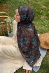 Lily Desen Soft Pamuk Şal - Kahverengii küçük görsel 2