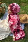 Ahenk Desen Soft Pamuk Şal - Bordo küçük görsel 3