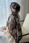 Ahenk Desen Soft Pamuk Şal - Acı Kahve küçük görsel 1